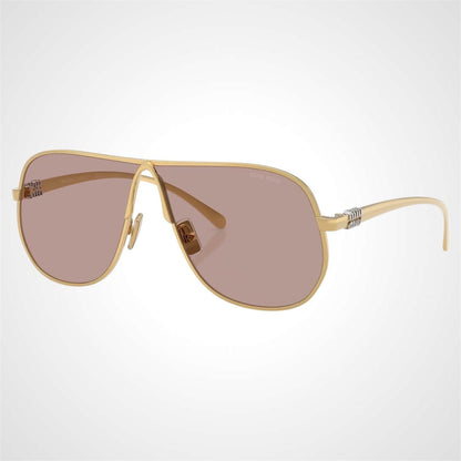 MIU MIU MUA56S 5AK20I gold violet light purple brown solid lens aviator sunglasses angle view