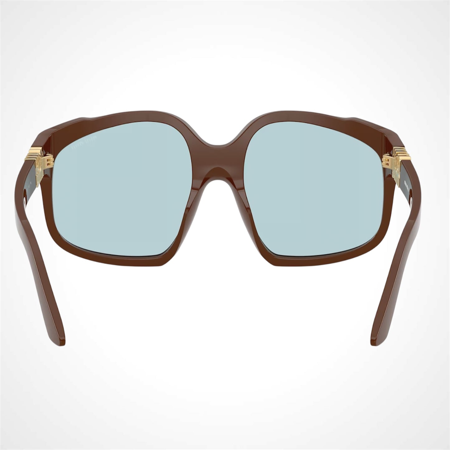 Miu Miu MUA07S 24D20R sunglasses chocolate brown frames with blue lens back view 