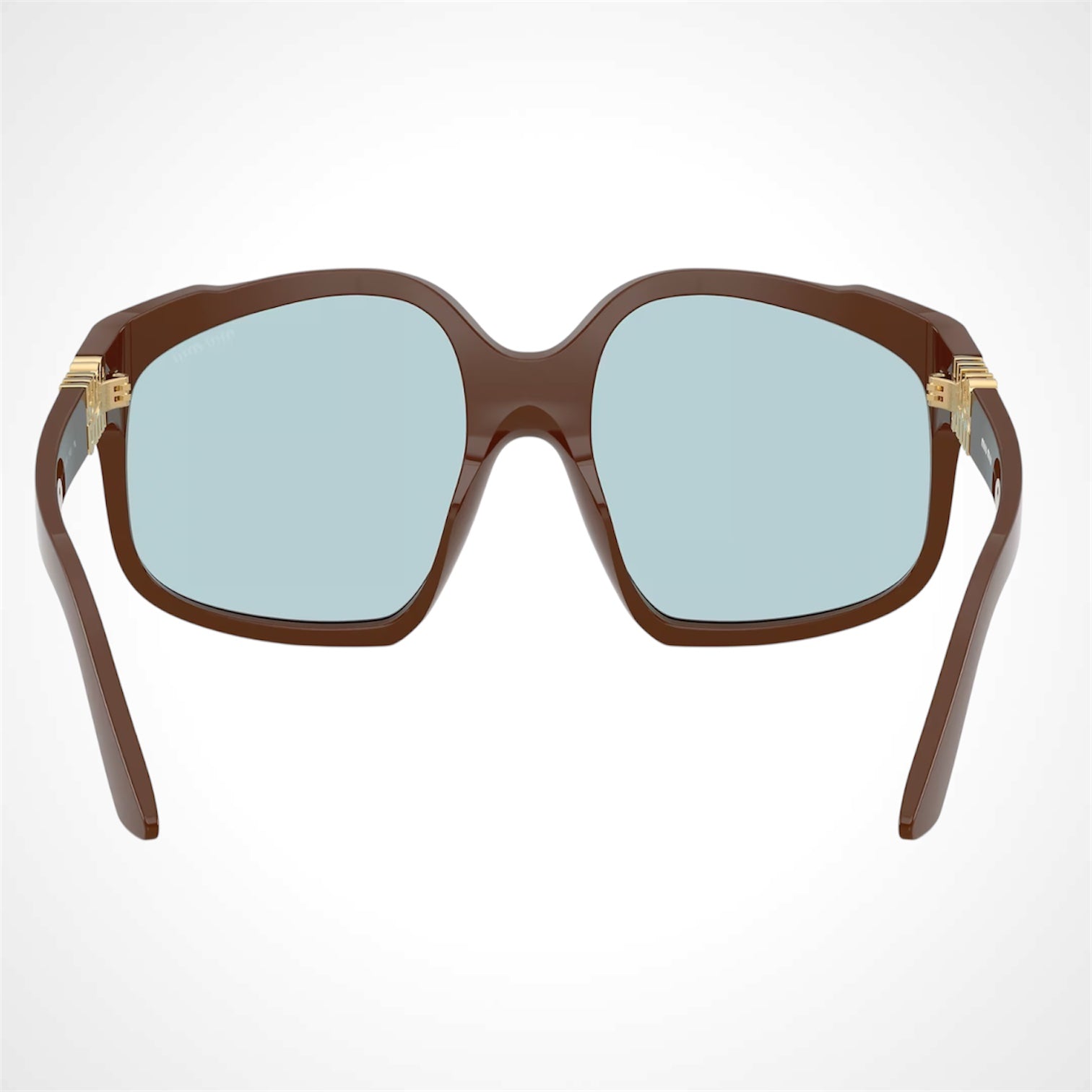 Miu Miu MUA07S 24D20R sunglasses chocolate brown frames with blue lens back view 