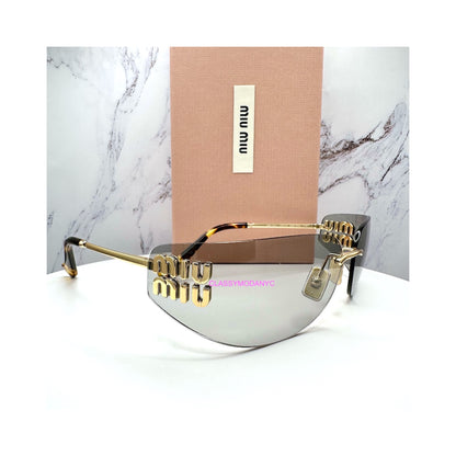 MUA51S 5AK50K MIU MIU wrap sunglasses gold light grey 