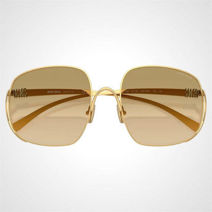 MIU MIU 0MUA57S 5AK20S gold camomilla yellow lens square women's sunglasses front view