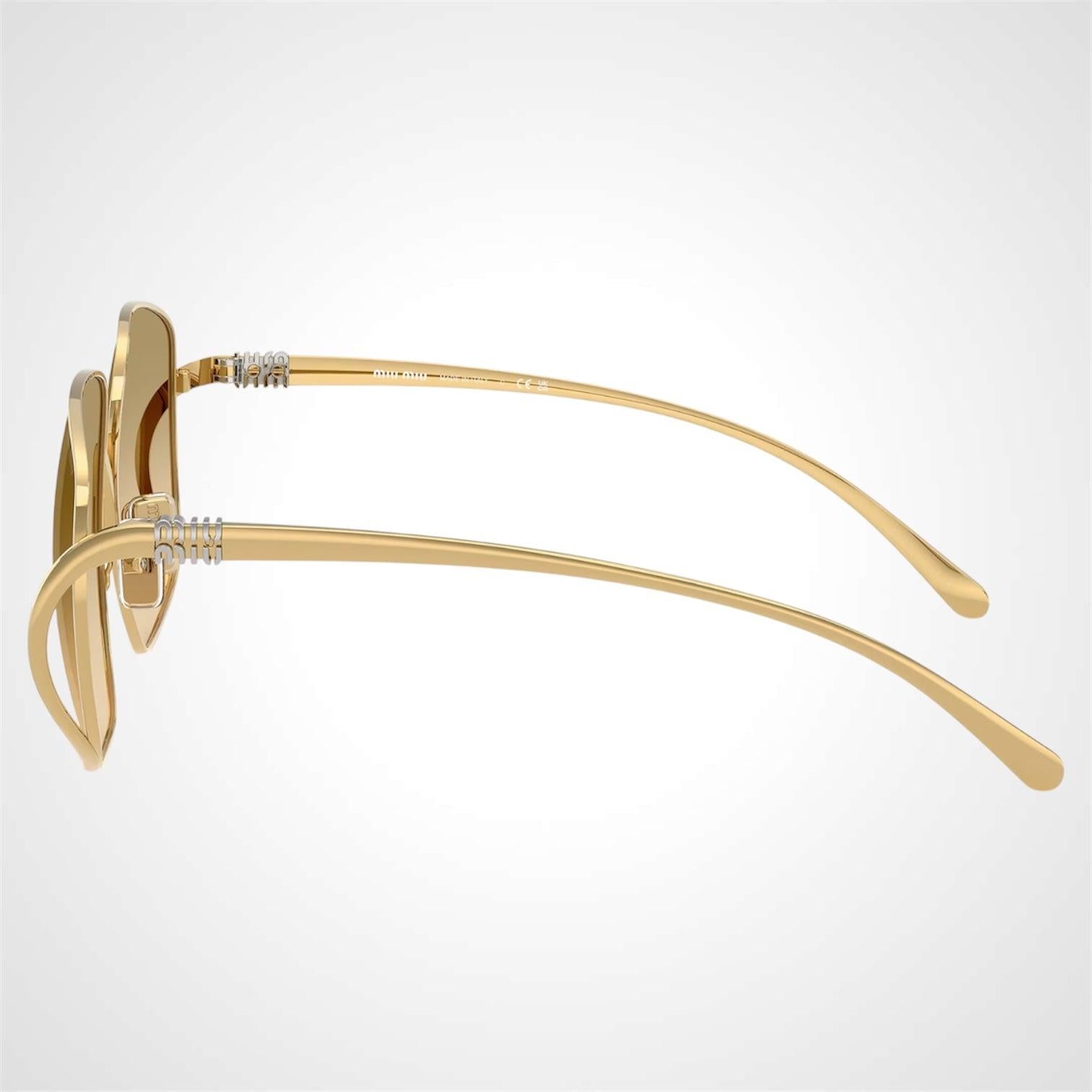 MIU MIU 0MUA57S 5AK20S gold oversized camomilla square women's sunglasses side view