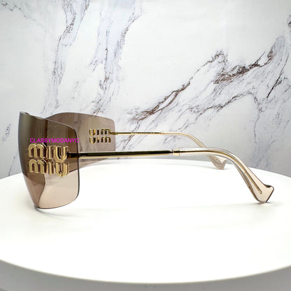 MUB53S 5AK20P MIU MIU sunglasses side view with case rimless oversized 