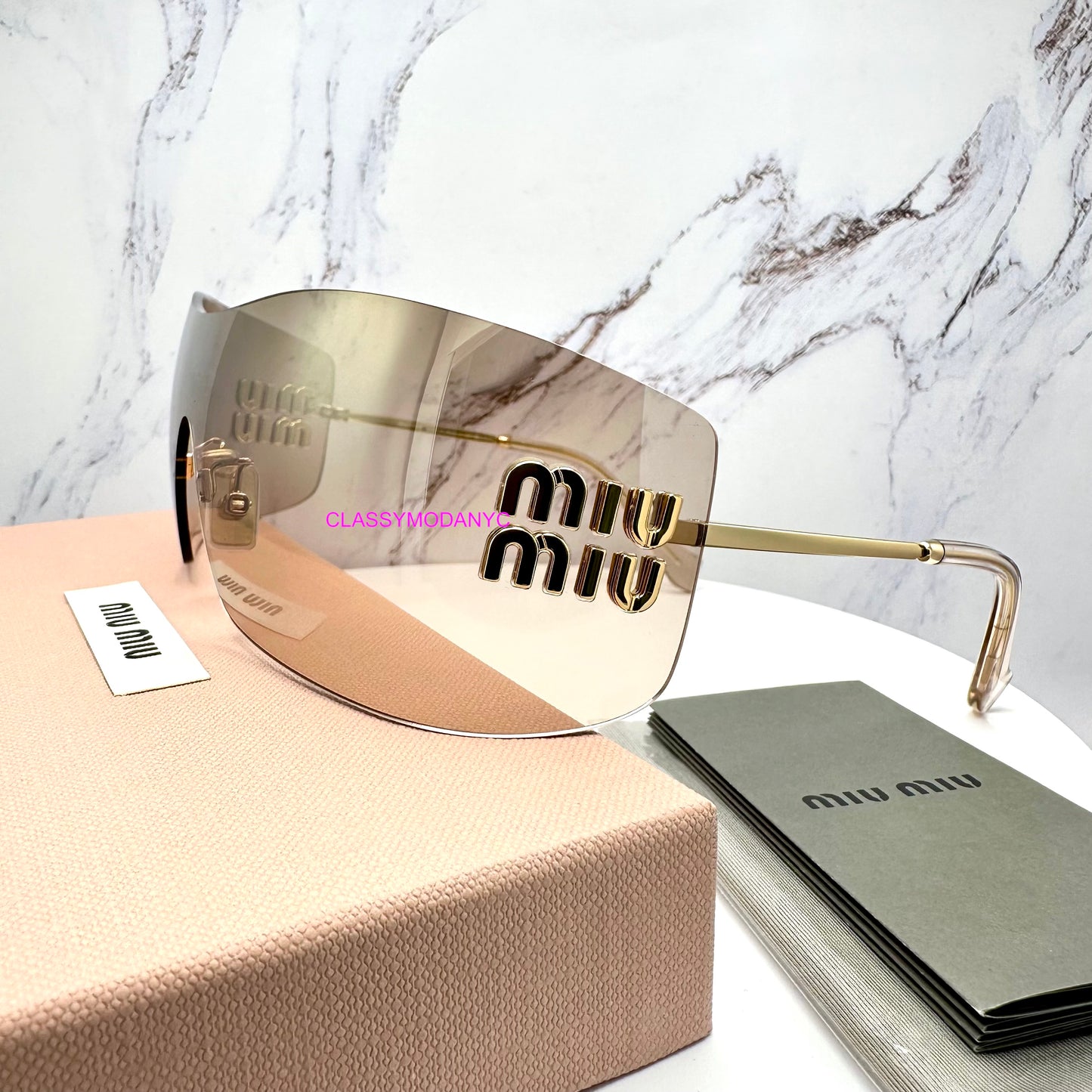 MUB53S 5AK20P MIU MIU sunglasses side view with case rimless oversized side view with box 