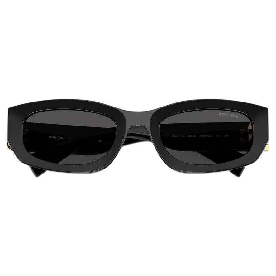 MIU MIU MUB04S 16K08Z black rectangular women's sunglasses front view
