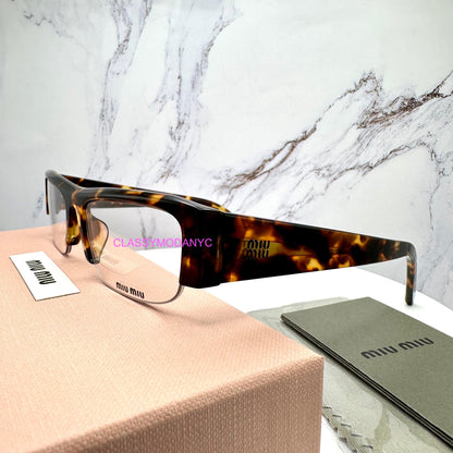 MIU MIU 0MUB07S 14L08N brown tortoise vedette sunglasses side view with box