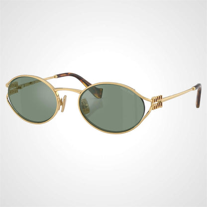 MIU MIU 0MU52YS 5AK04M gold metal green lens oval sunglasses