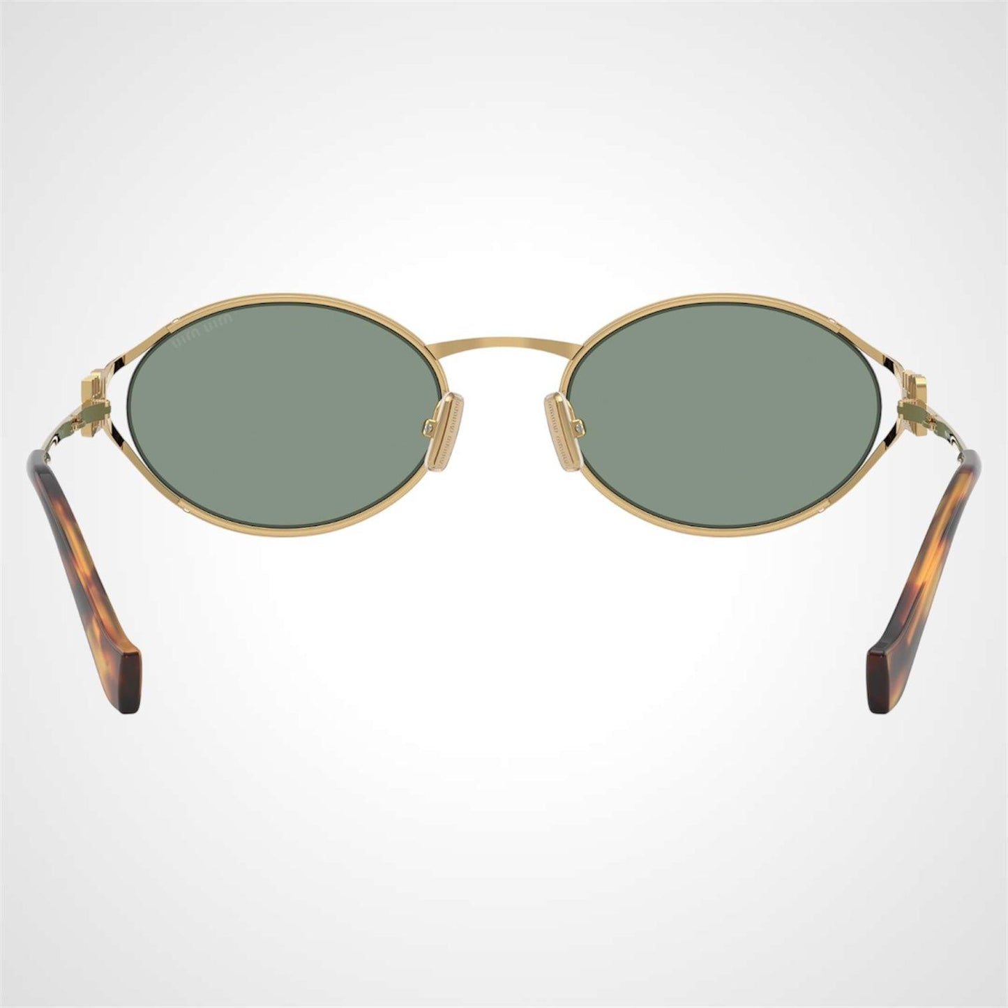 MIU MIU 0MU52YS 5AK04M gold metal green lens oval women's sunglasses back view