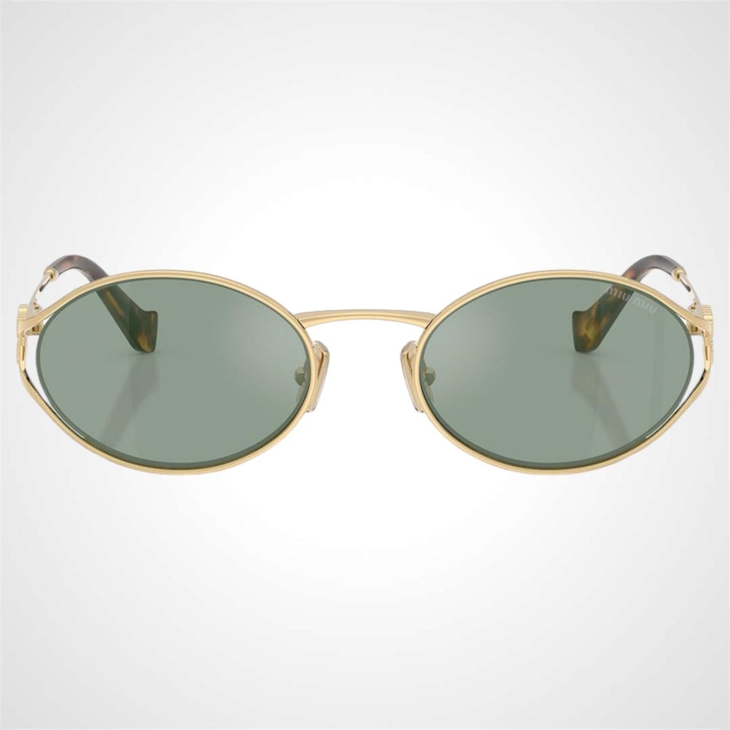 MIU MIU 0MU52YS 5AK04M gold metal green lens oval sunglasses front view