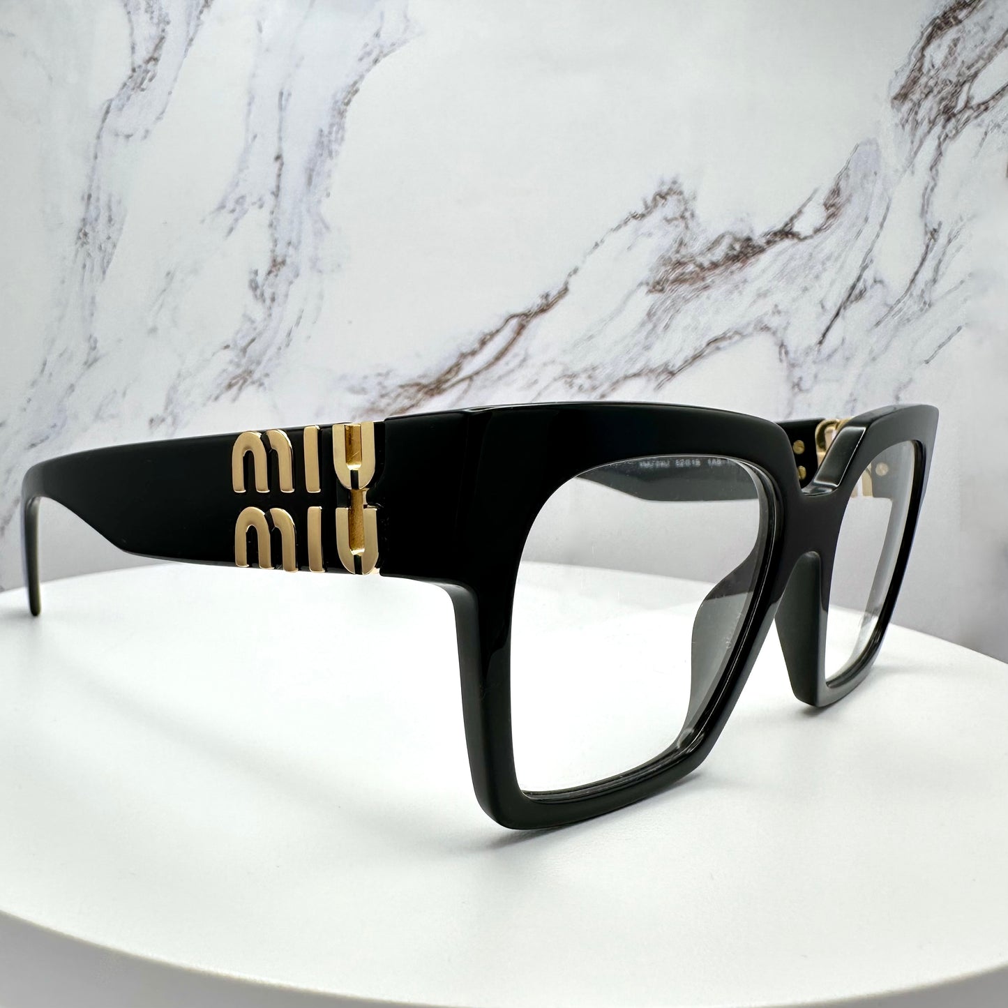 Miu Miu MU04UV 1AB1O1 black square eyeglasses for women front view 