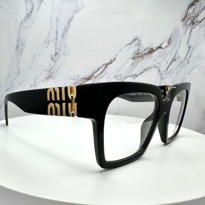 Miu Miu MU04UV 1AB1O1 black square eyeglasses for women front view 
