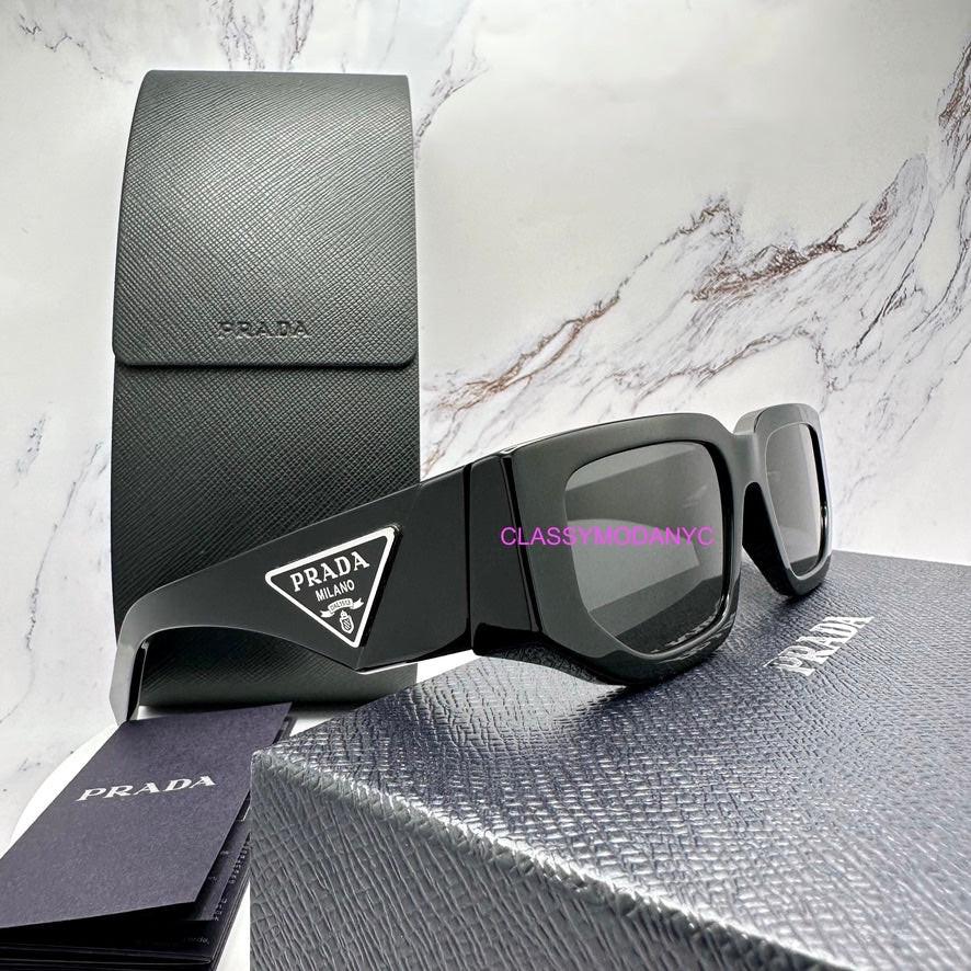 PRADA 0PR09ZS 1AB5S0 black rectangle sunglasses for men