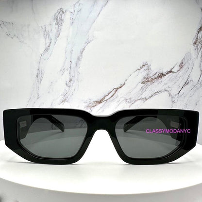 PRADA PR09ZS 1AB5S0 black triangle plaque metal logo sunglasses for men front view