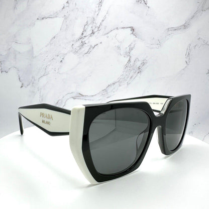 PRADA 0PR15WS 09Q5S0 black white talc square oversized symbole sunglasses for women
