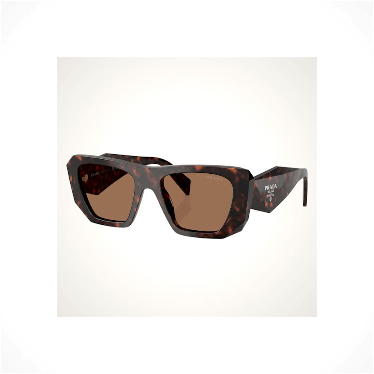 PRADA PRB18S 17N06B Brown Root Tortoise Square Cat Eye Sunglasses
