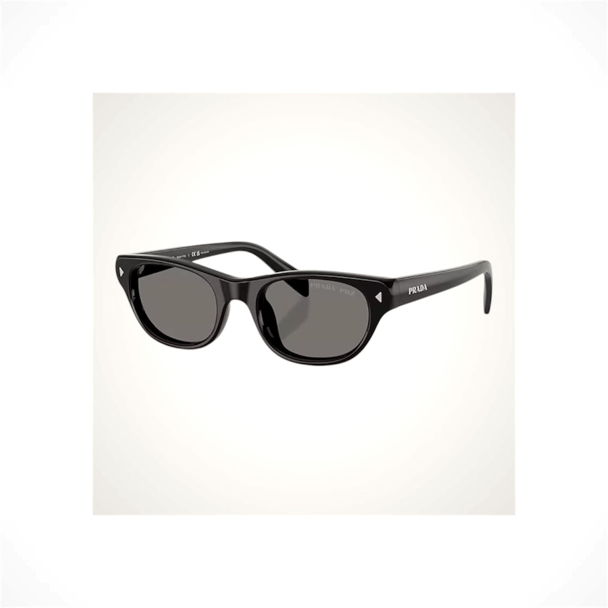 PRADA PRC08S 16K90T Black Cat Eye Unisex Gray Polarized Sunglasses
