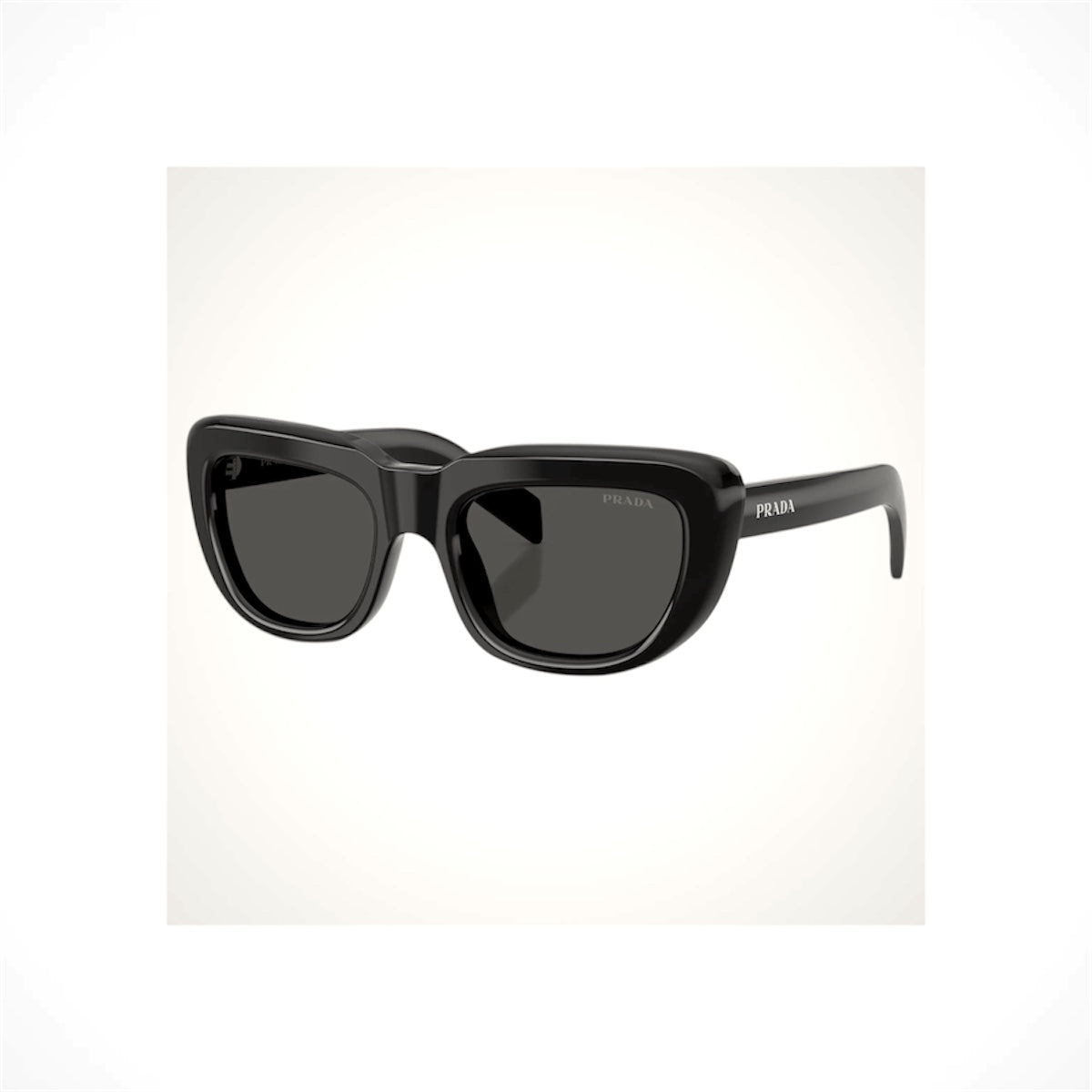 PRADA PRD07S 16K08Z Black Rectangle Cat Eye Dark Gray Lens Sunglasses