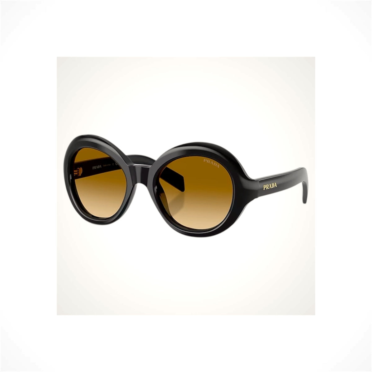PRADA PRD08SU 16K10X Black Round Brown Yellow Gradient Sunglasses