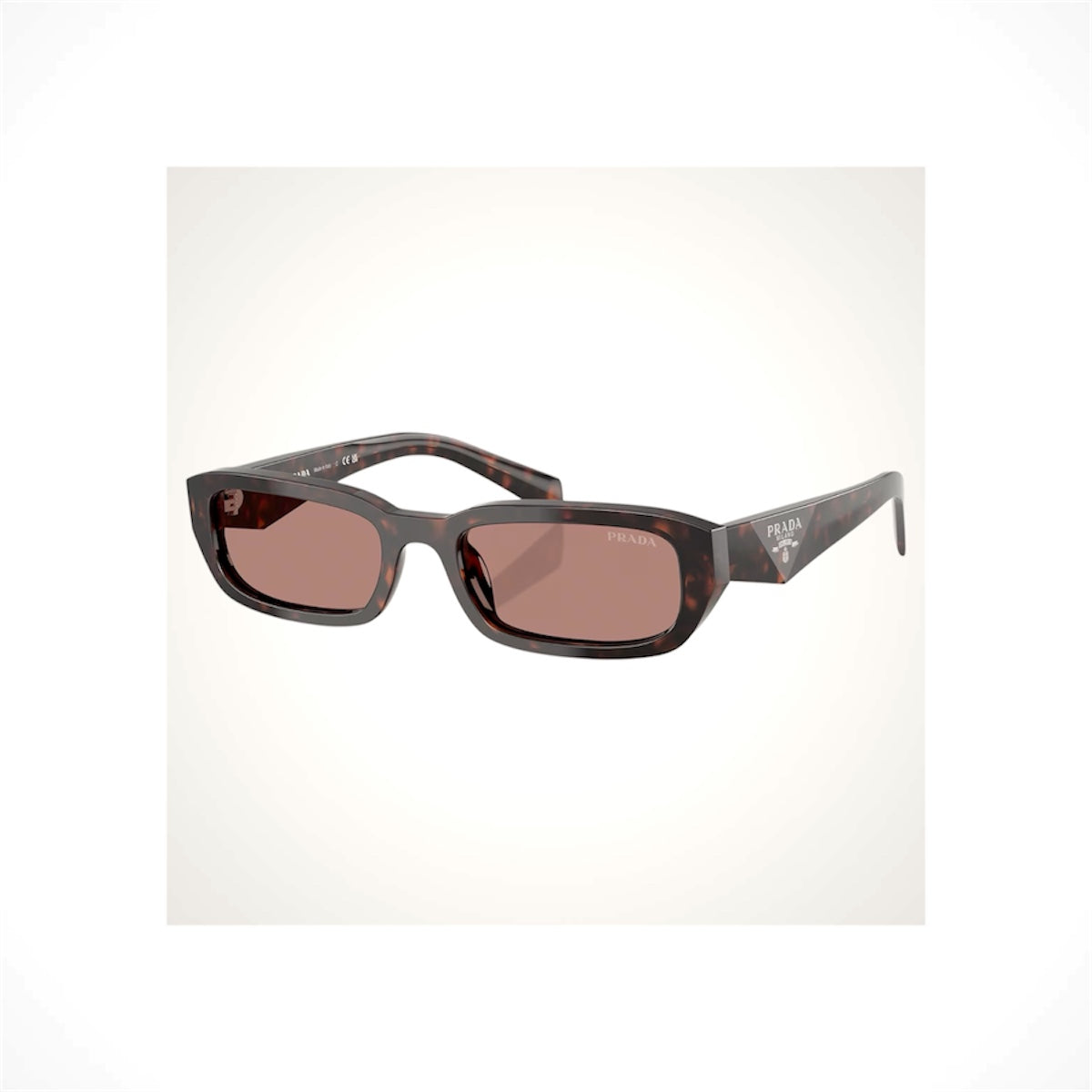 PRADA PR B06S 17N60B brown Root Tortoise square geometric sunglasses with light brown lenses and silver Symbole logo