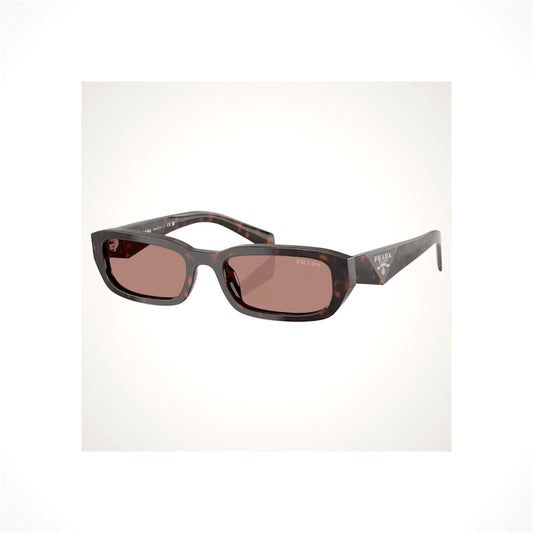 PRADA PR B06S 17N60B brown Root Tortoise square geometric sunglasses with light brown lenses and silver Symbole logo