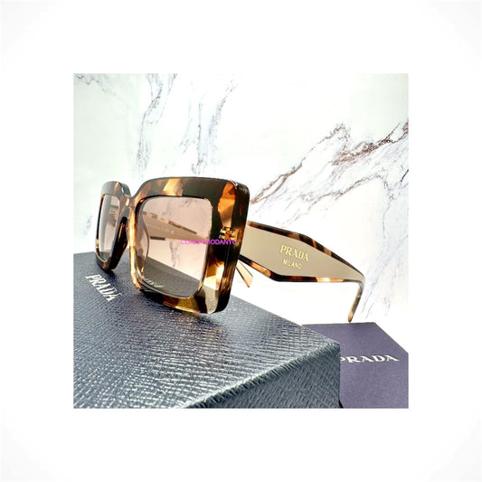 PRADA PR D01S 00K10S Brown Caramel Tortoise Rectangle Women’s Sunglasses