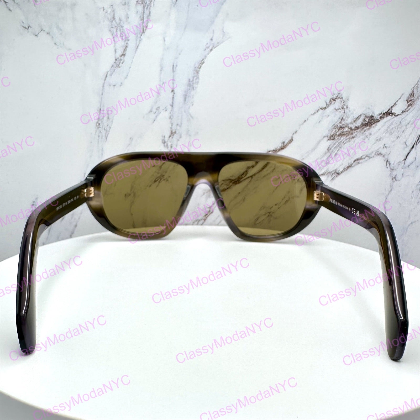 PRC053 23G70G Prada striped laguna oversized sunglasses aviator back view 