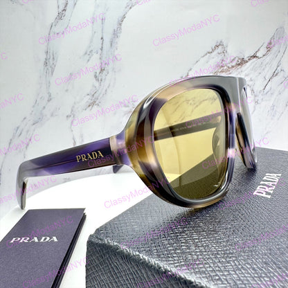 PRC053 23G70G Prada striped laguna oversized sunglasses aviator side view 