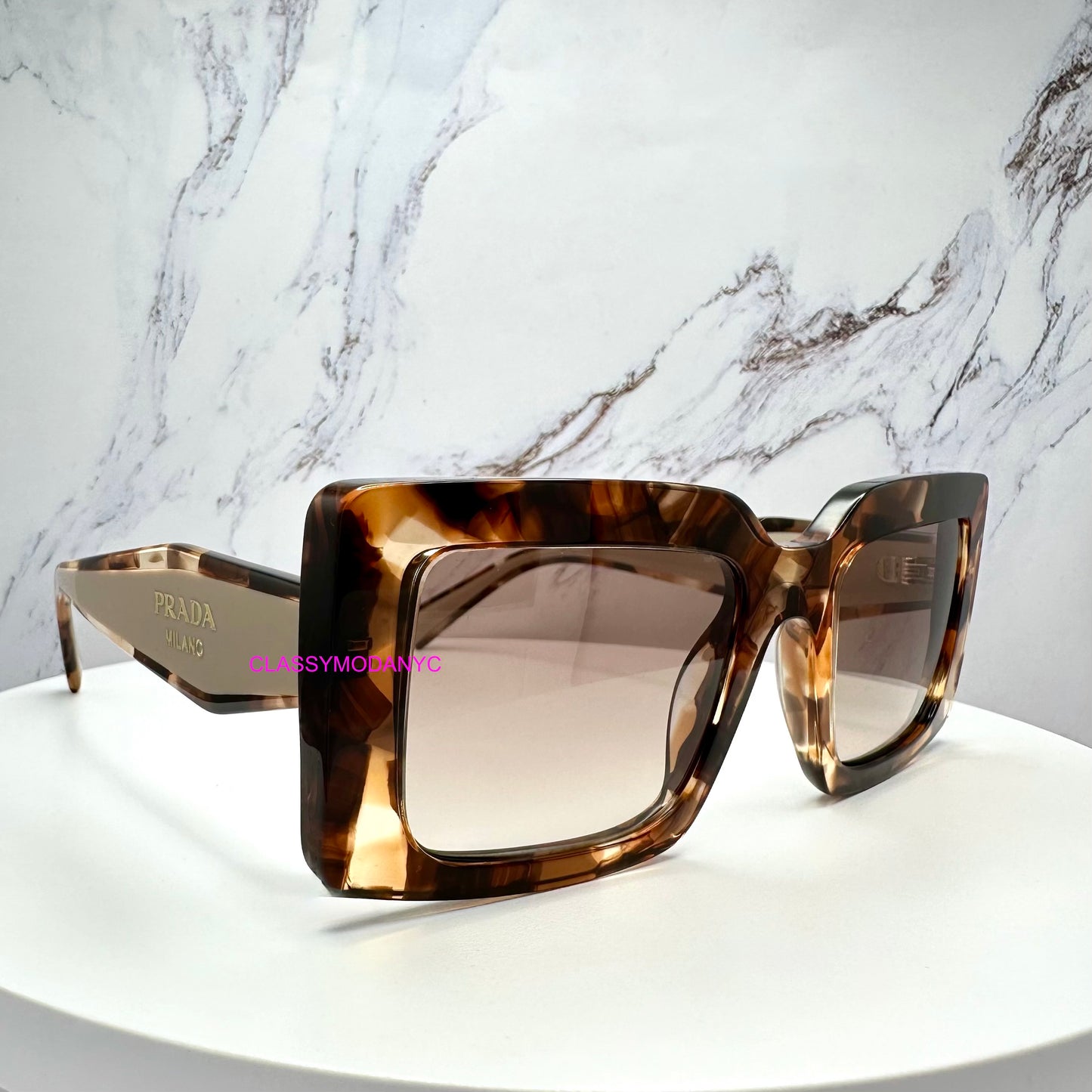 PRD01S 00K10S Prada Sunglasses Brown side view 