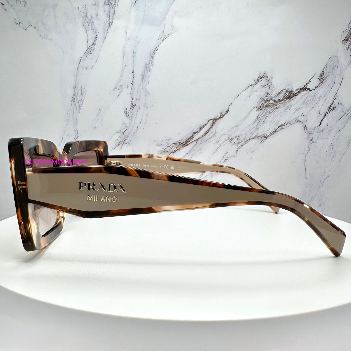 PRD01S 00K10S Prada Sunglasses Brown tortoise women's side view 
