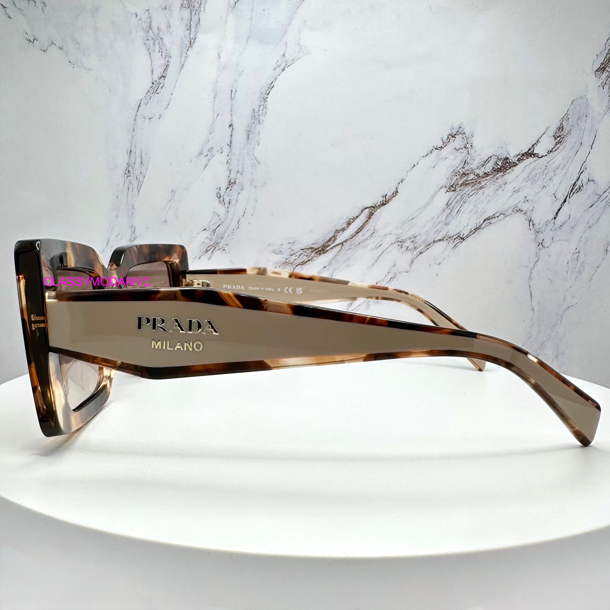 PRD01S 00K10S Prada Sunglasses Brown tortoise women's side view 