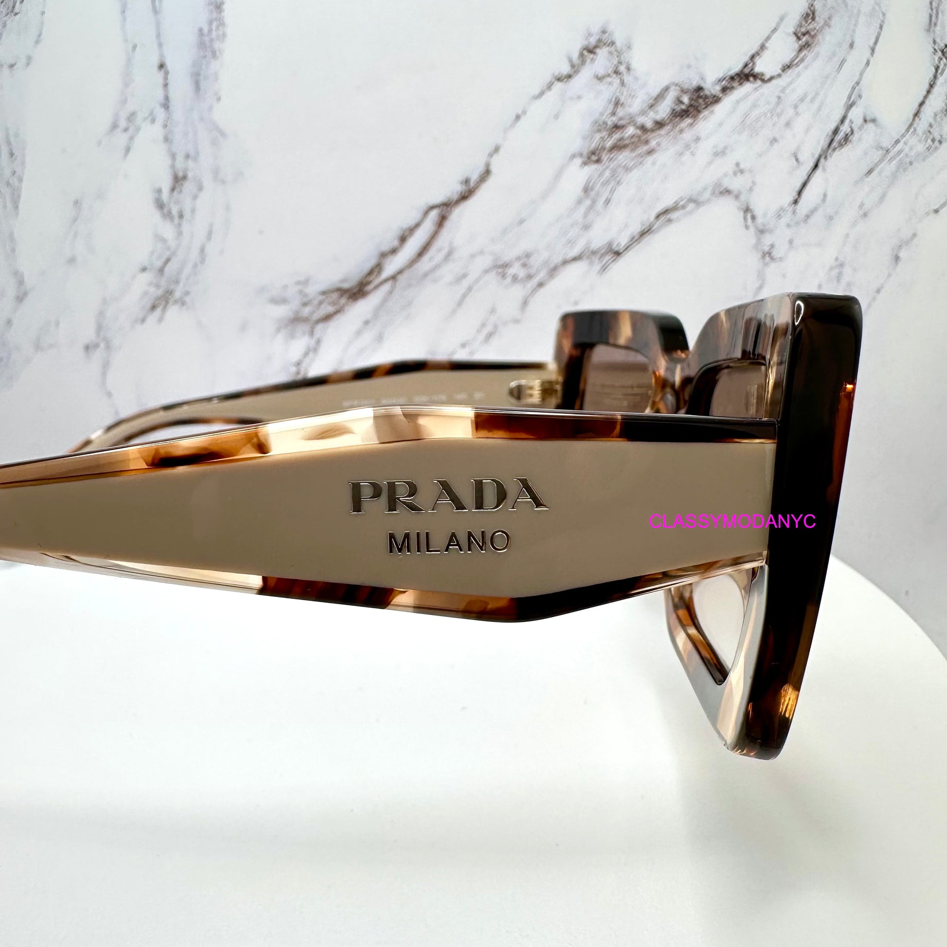 PRD01S 00K10S Prada symbole logo Sunglasses Brown beige tortoise women's 