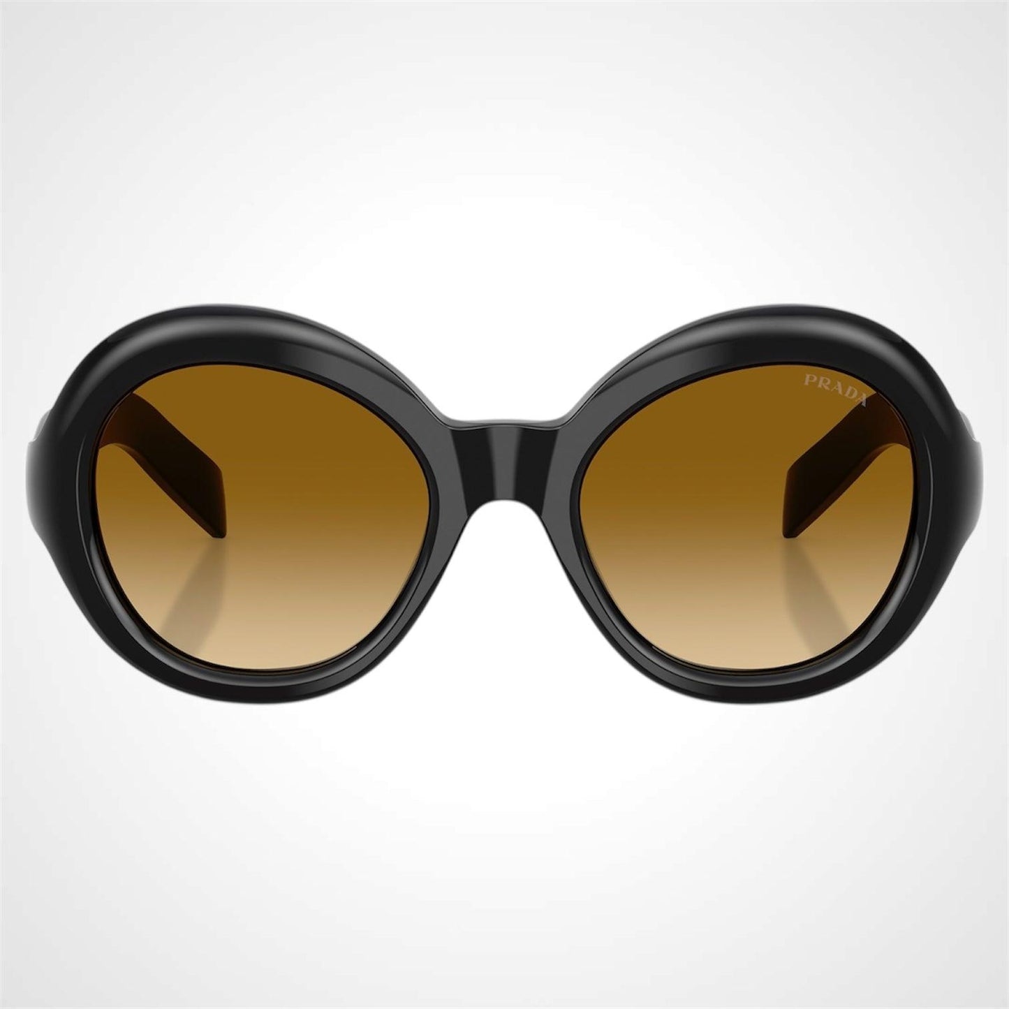 PRD08SU 16K10X Prada black round sunglasses with black yellow gradient lens for women front view 