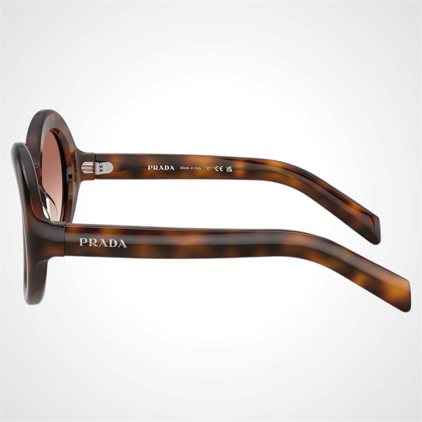 PRD08SU 20D70X Prada juniper tortoise brown round women's sunglasses side view 