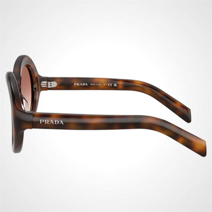 PRD08SU 20D70X Prada juniper tortoise brown round women's sunglasses side view 