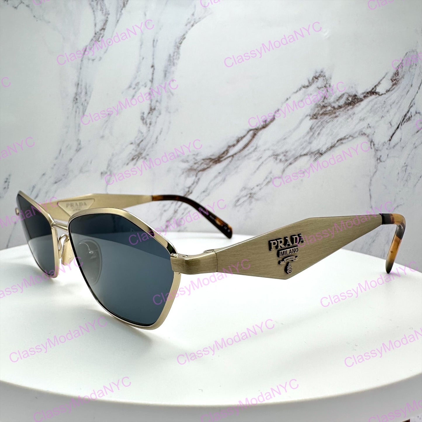 PRD50S ZVN70B side view Prada sunglasses gold metal mens womens 1