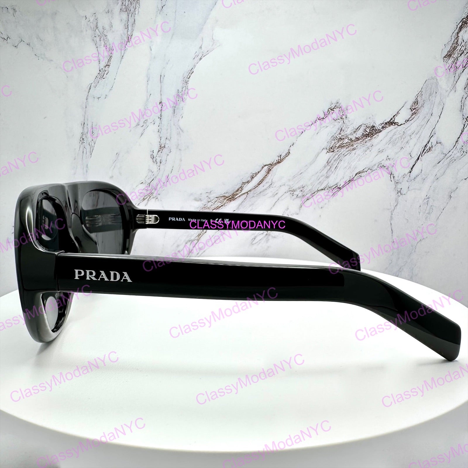 PR C05S 16K08Z Prada black aviator sunglasses side view 