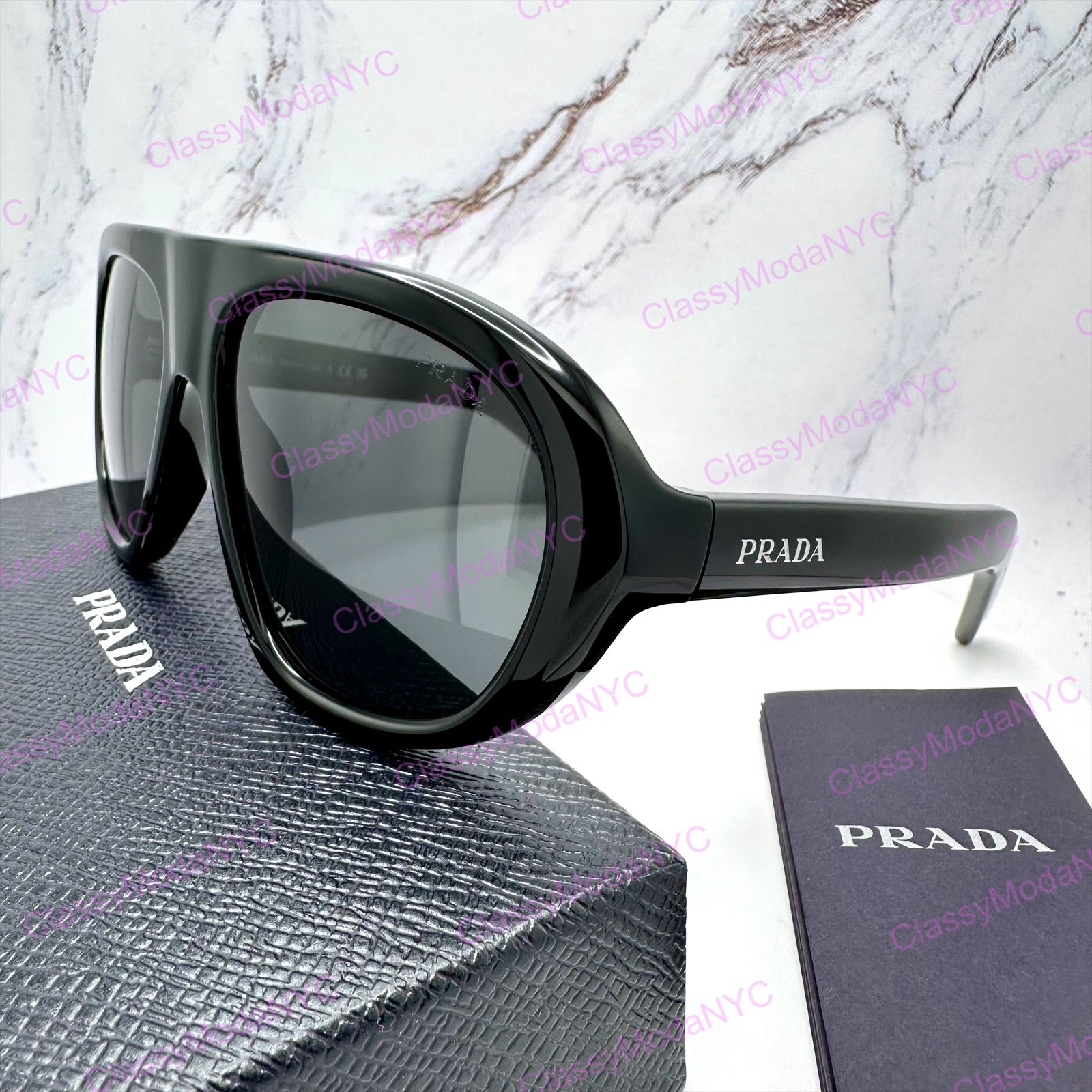 PR C05S 16K08Z Prada black sunglasses side view 