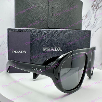 PR C05S 16K08Z Prada black sunglasses side view with box and case