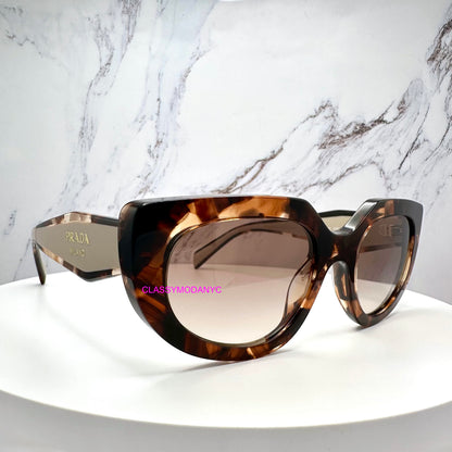 PR D02S 00K10S Prada sunglasses front view cat eye oval symbole gold logo 