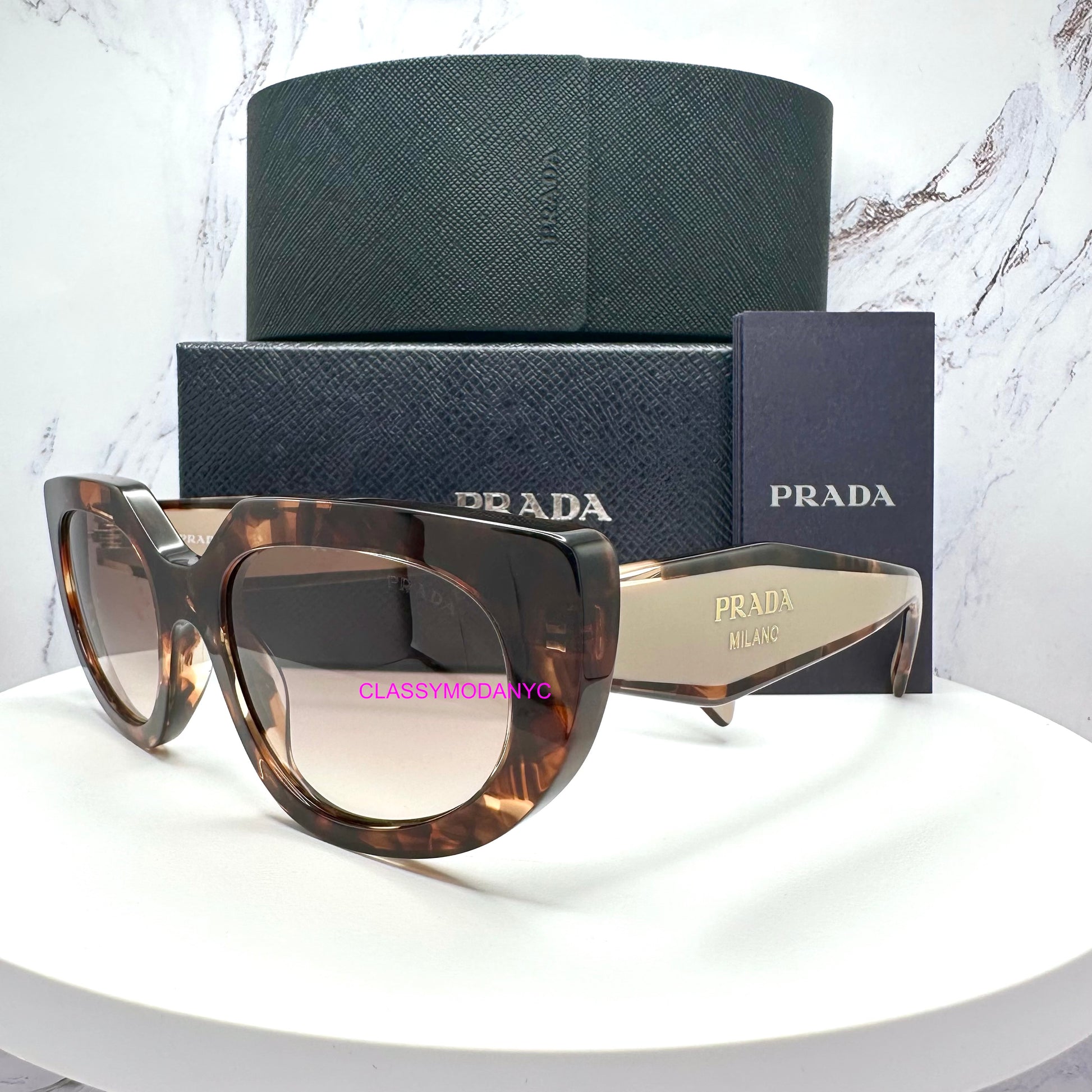 PR D02S 00K10S Prada womens brown tortoise caramel sunglasses with authentic box and case 