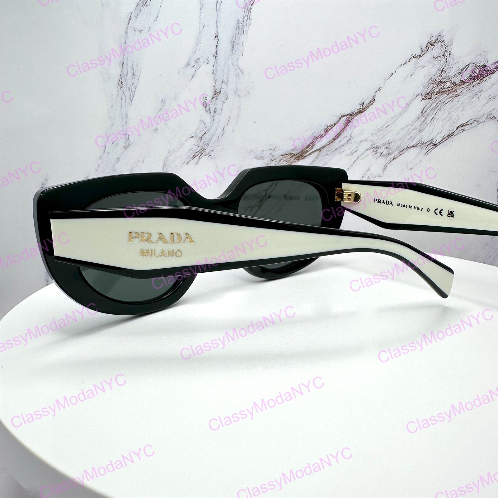 PRD02S 20G08Z Prada sunglasses back view Symbole logo