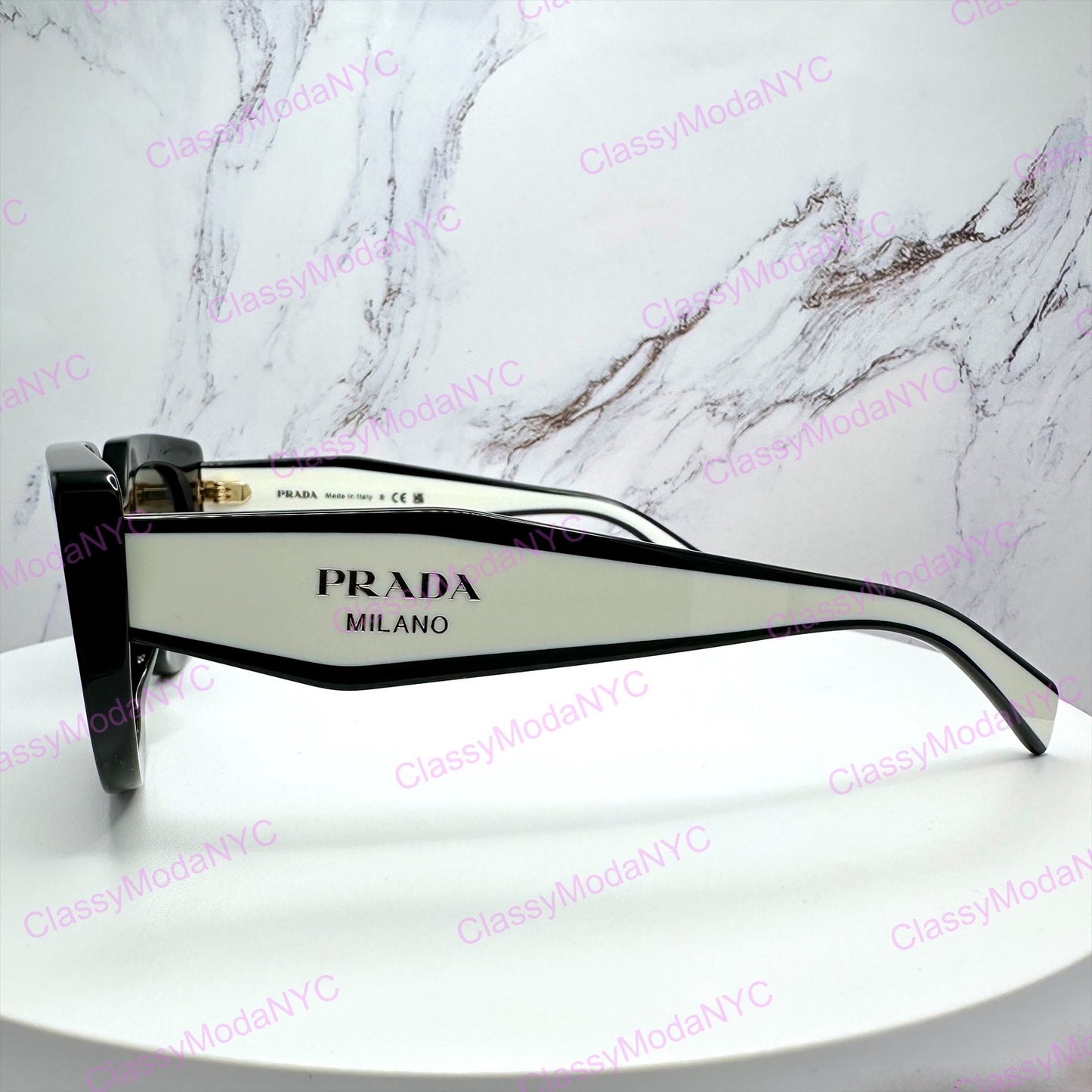 PR D02S 20G08Z Prada sunglasses side view gold Symbole logo
