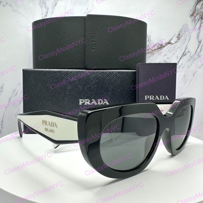 PR D02S 20G08Z Prada sunglasses side view black white gold Symbole logo with authentic packaging 