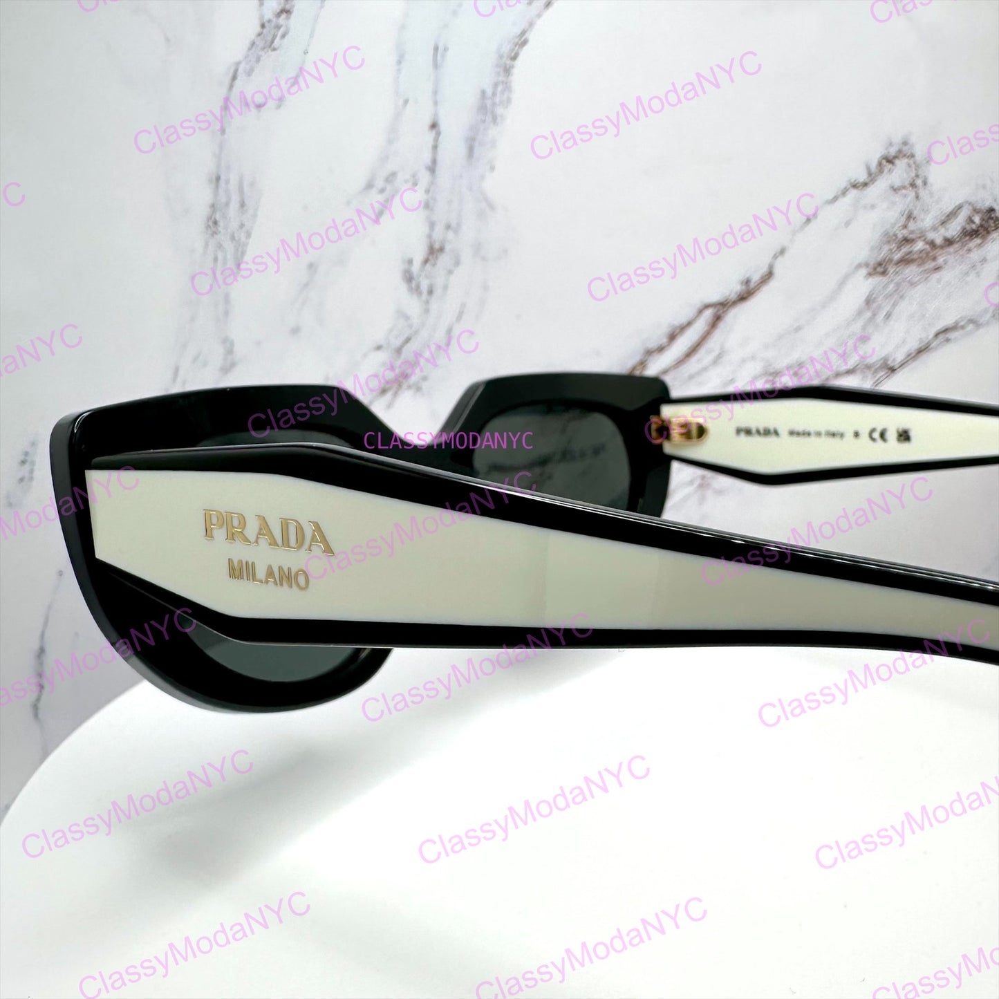 PR D02S 20G08Z Prada sunglasses side view gold Symbole logo