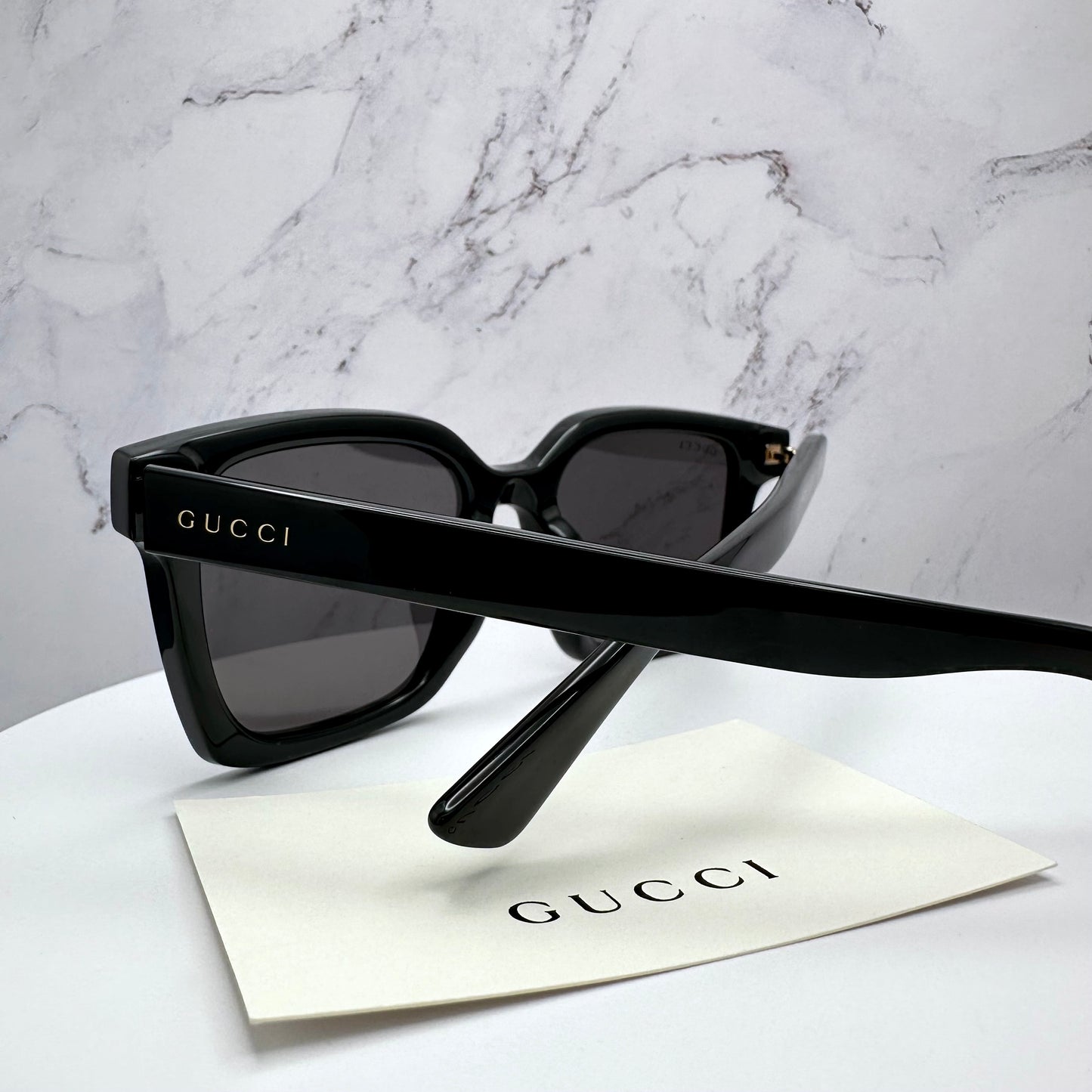 Gucci Black Sunglasses Square Gold Logo GG1582SK 001