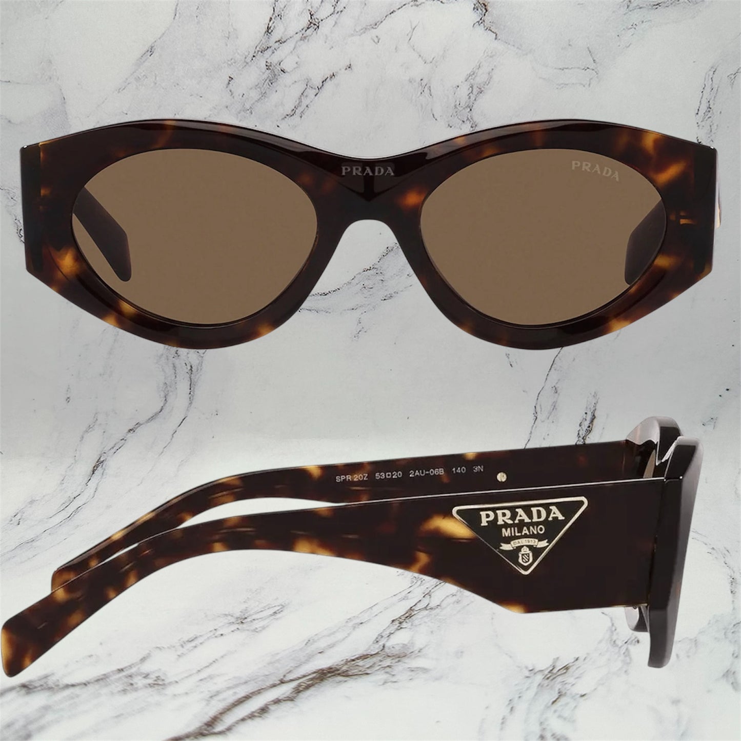 PRADA Sunglasses Brown Tortoise Oval PR20ZS