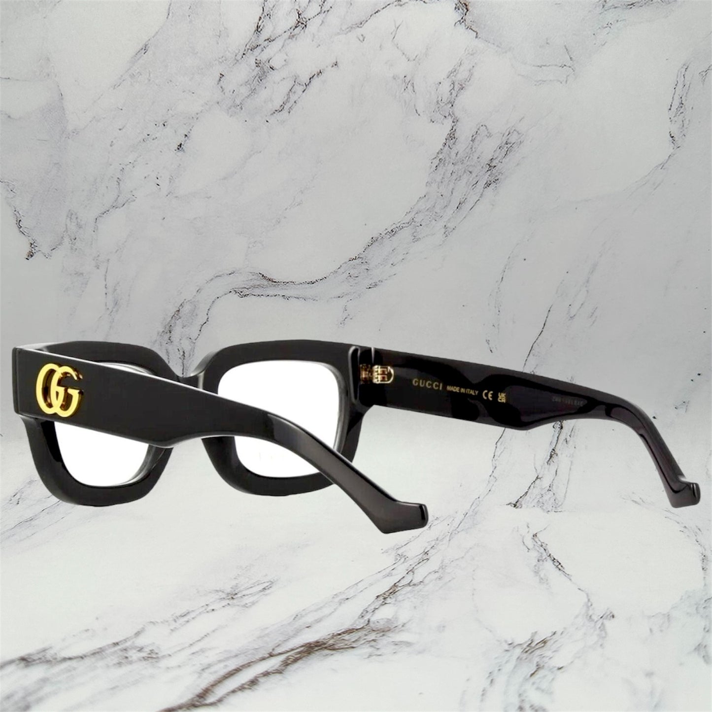 Gucci Eyeglasses Black Gold GG Logo Rx-able GG1548O 001