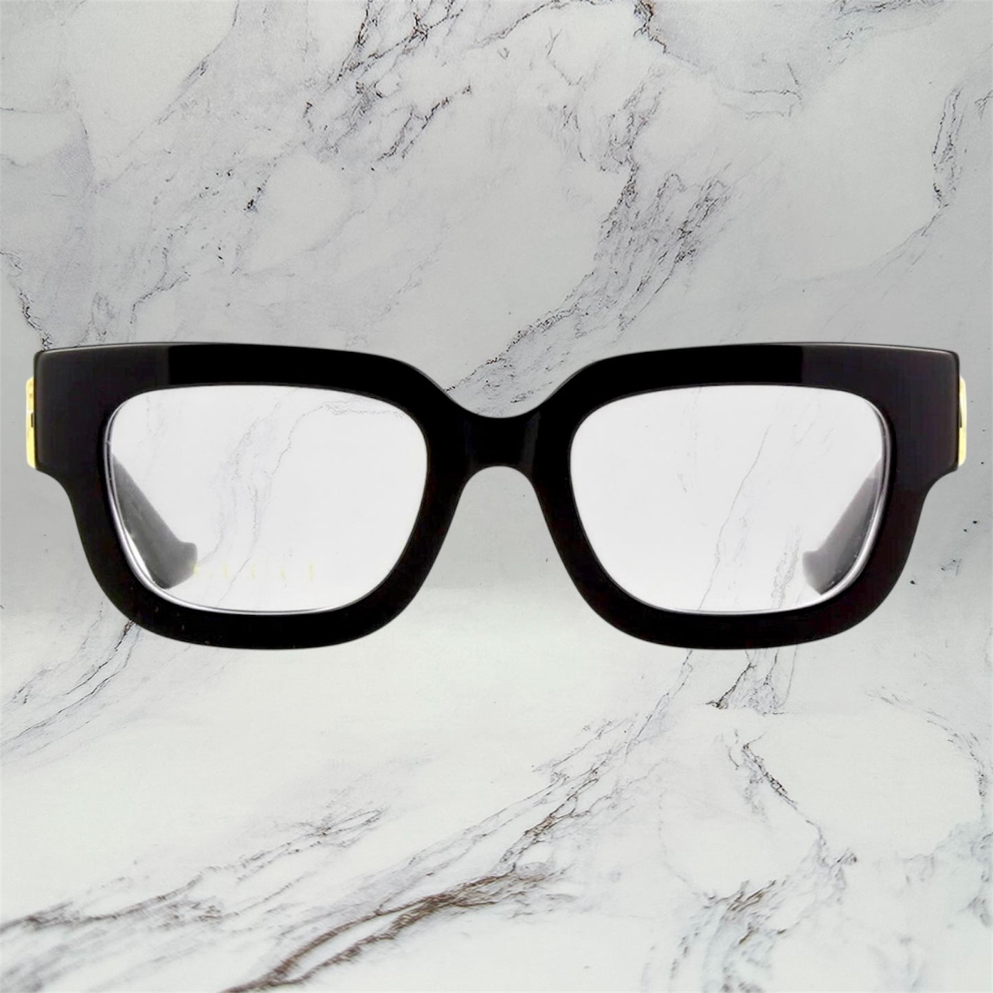 Gucci Eyeglasses Black Gold GG Logo Rx-able GG1548O 001