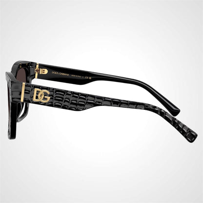 Dolce&Gabbana DG4512 32888G black crocco sunglasses side view with gold logo