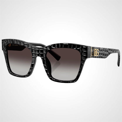Dolce&Gabbana DG4512 32888G black crocco sunglasses with grey gradient lens side view